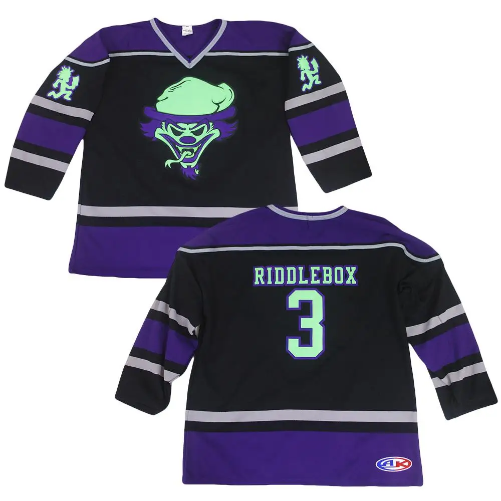 

Riddlebox 3 Insane Clown Posse MEN'S black Hockey Jersey Embroidery Stitched Customize any number and name