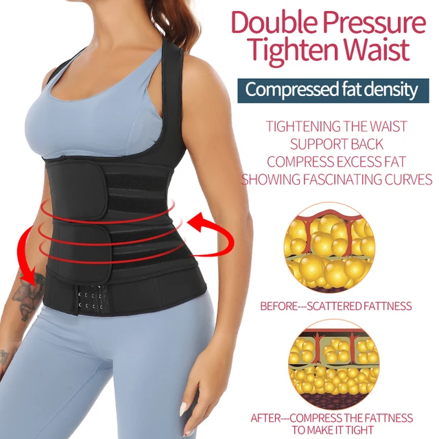 Sauna Waist Trainer Vest Workout Body Shaper Women Neoprene Sweat Slimming Sheath Double Tummy Control Trimmer Belts Corset Top 4