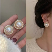 2021 new 925 silver pearl stud earrings for women retro minimalism pearl hypoallergenic earings fashion jewelry