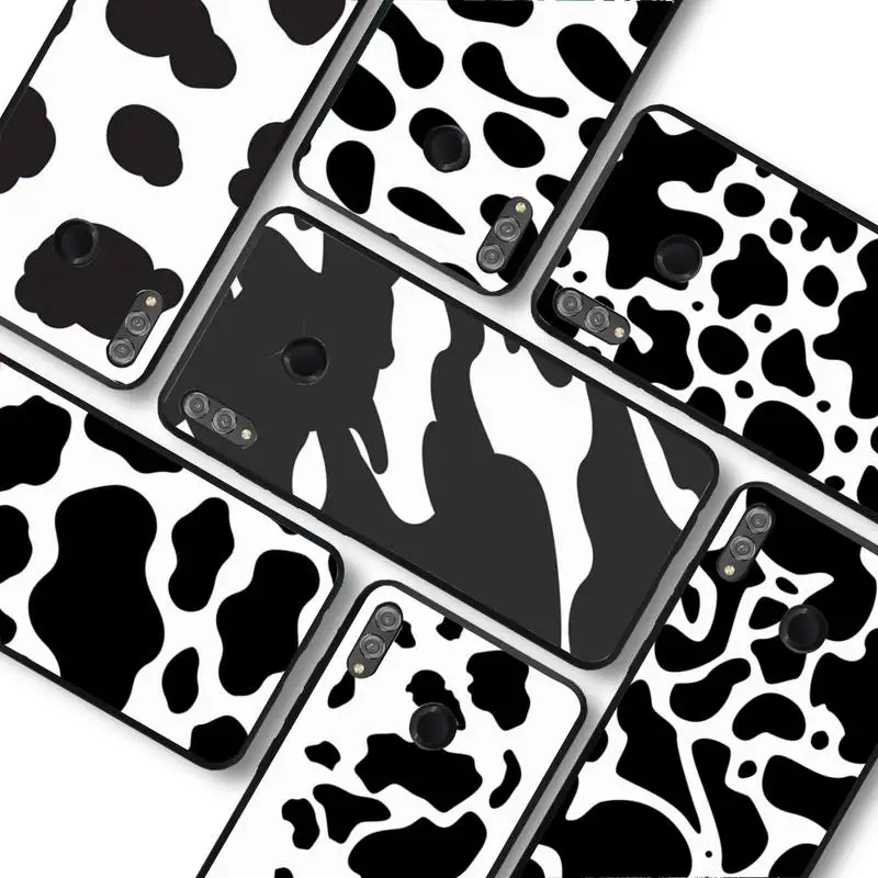 

New White Black Cow Symbol Pattern Print Phone Case For Huawei honor10Lite 10i 20 8x 10 Funda for Honor9lite 9xpro Back Coque