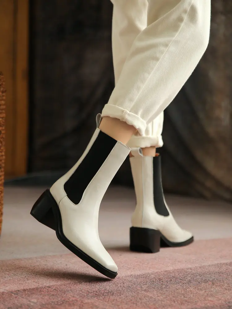 

Ботинки-челси женские зимние из натуральной кожи на платформе, на высоком каблуке