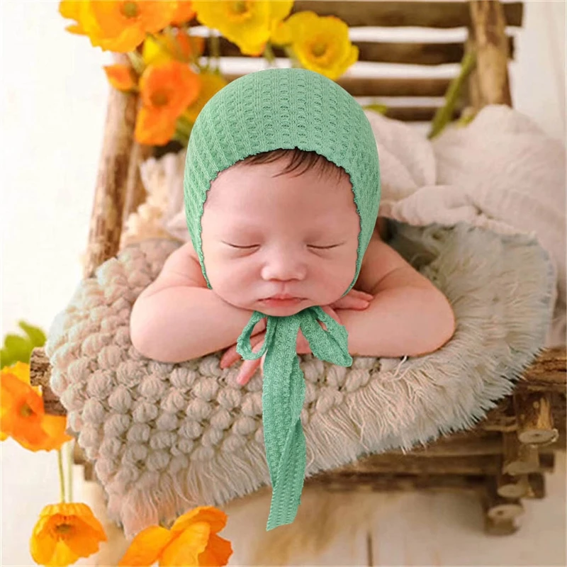 

Baby Lace-up Knitting Hat Handmade Crochet Beanies Cap Newborn Photography Props Bonnet Infants Photo Shooting Posing Accessory