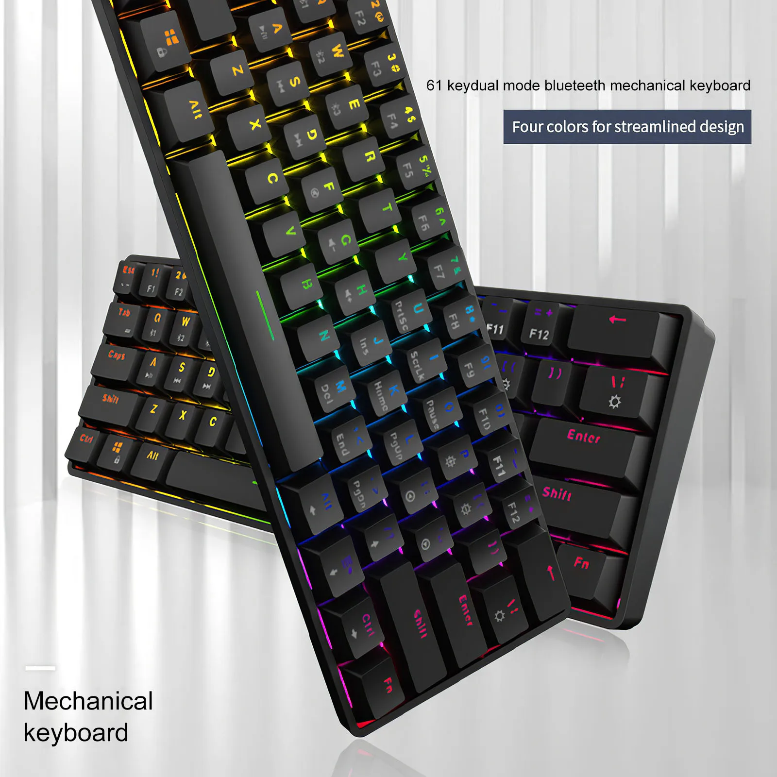 

Беспроводная клавиатура K28 с Bluetooth 5,0, механическая клавиатура с зеленой осью и Цветной подсветкой, механическая клавиатура с отпечатком пал...
