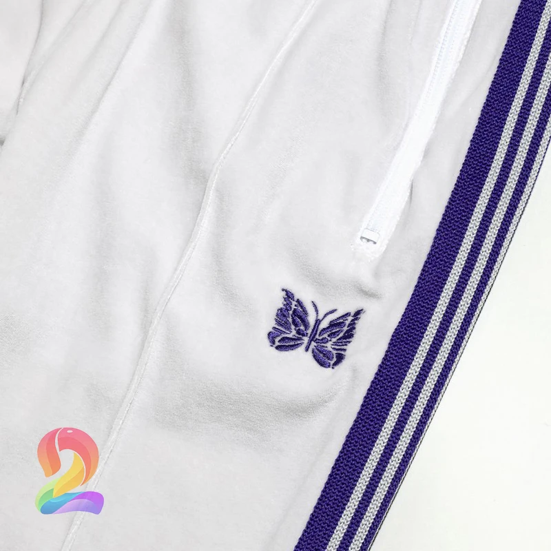 

AWGE Needles Sweatpants High Quality Butterfly Embroidery Casual Pants Needles Men's Women's Oversize Retro Striped Trousers