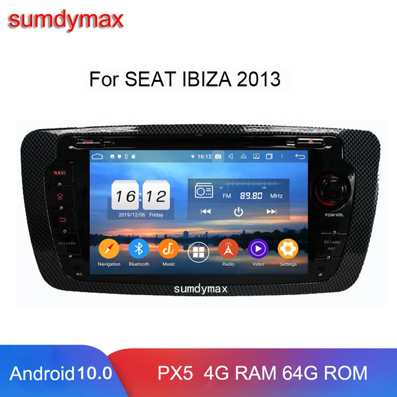 

2din 8-ядерный Android 12 Автомобильный dvd мультимедийный плеер для seat IBIZA 2013 2014 автомобильное радио gps-навигация аудио стерео DSP HD экран
