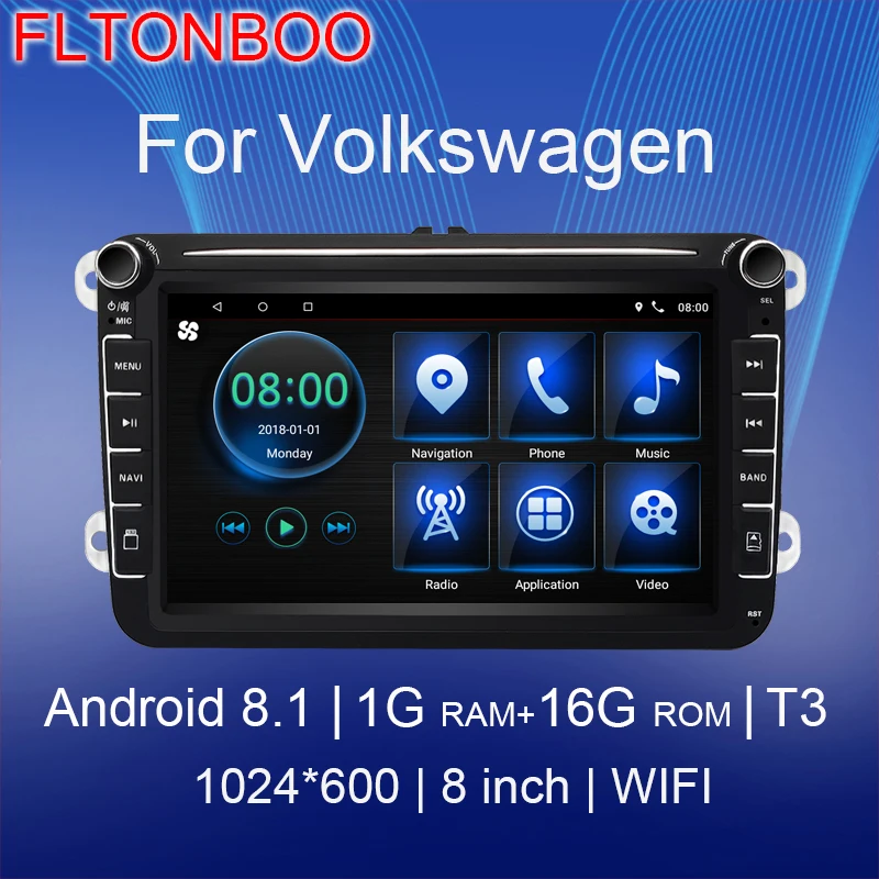 Автомобильный GPS-навигатор 8 дюймов Android 1 для VW Volkswagen GOLF 5 Polo Passat b5 Jetta Tiguan Touran Skoda 8core