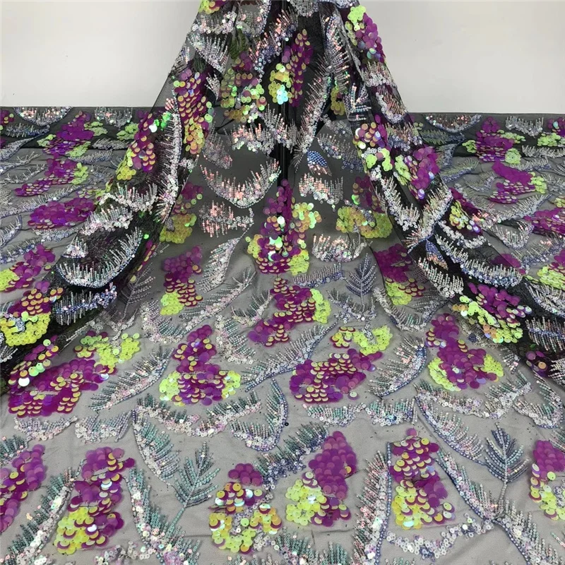 

African Lace Fabric 2020 High Quality Lace French Lace Fabric Nigerian Sequin Lace Fabrics For Wedding Dress Sewing NI4285-1
