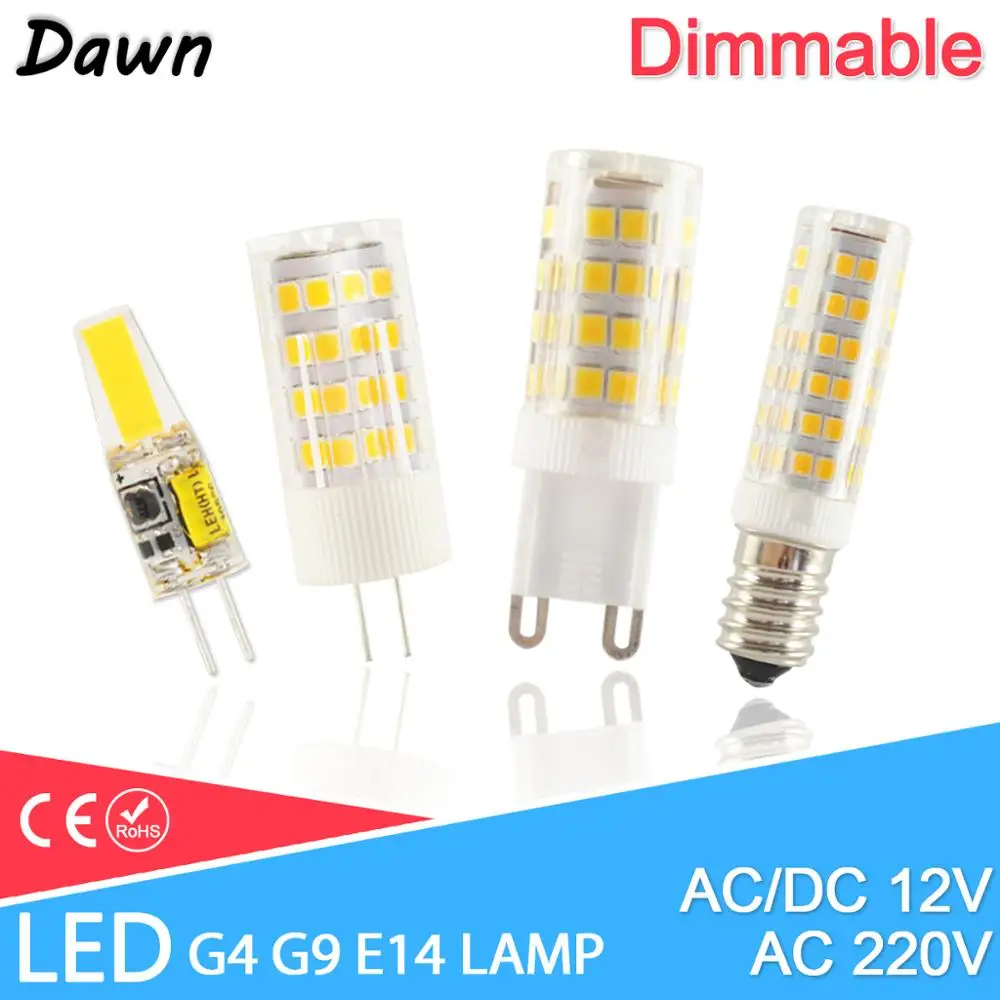 Светодиодный светильник G4 G9 светодиодный E14 лампа 7 Вт 9 10 12 COB 2835SMD 220 В AC12V без
