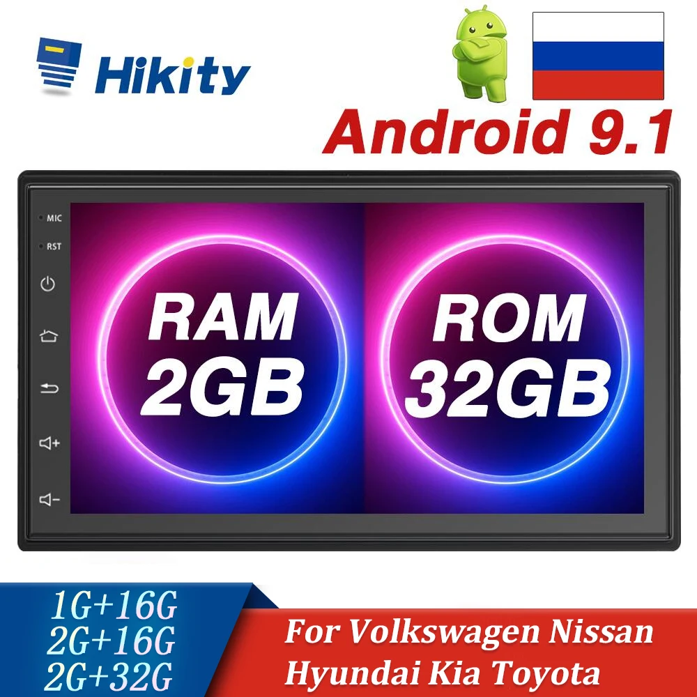 

Hikity Android 9.1 Car Radio 2 Din 2+32GB Car Multimedia Player 2.5 D Screen universal Radio Car for Honda KIA Nissan Hyundai