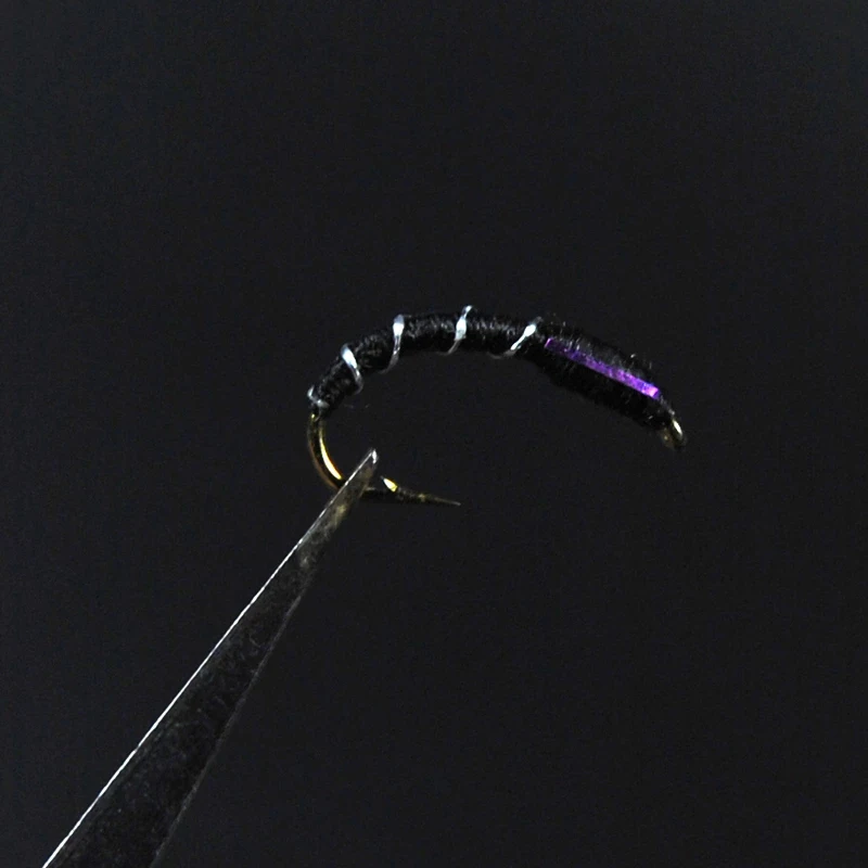 [12PCS] 12 # Caddis Larva Chironomid Midge Pupa Buzzer Zebra Нимфа форель мухи нахлыстовый крючок черный