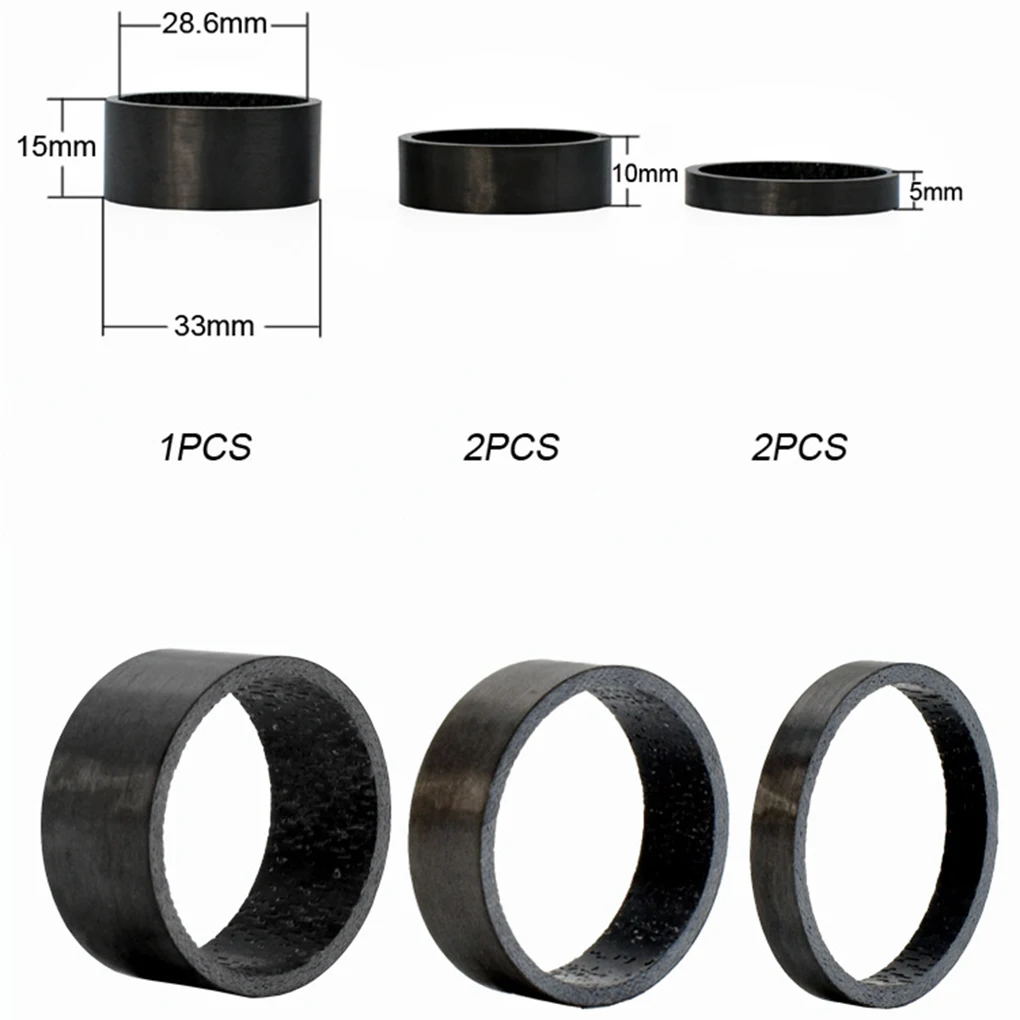

5pcs/set 28.6mm Carbon Fibre Bike Fork Headset Spacer Road Cycling Mountain Bicycle MTB Front Fork Gasket