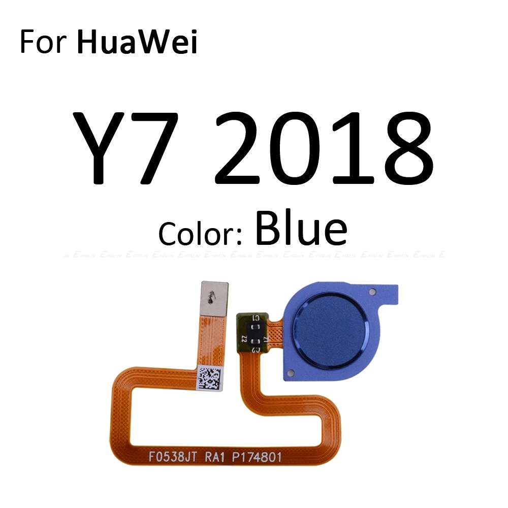 Сканер отпечатков пальцев разъем для Huawei Y9 Y7 Y6 премьер-профессионал сенсорный сенсор ID Кнопка возврата домой ключ гибкий кабель - Цвет: For Y7 2018 Blue