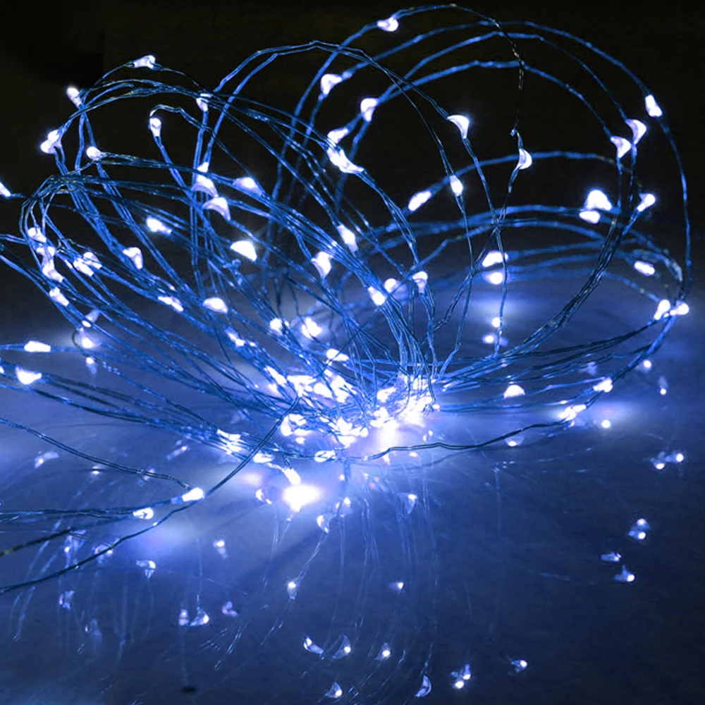Blue Light 100/200 светодиодный Сказочный светильник на солнечной батарее, праздничный уличный водонепроницаемый безопасный светильник из медной проволоки, вечерние украшения для фестиваля - Испускаемый цвет: Blue Light