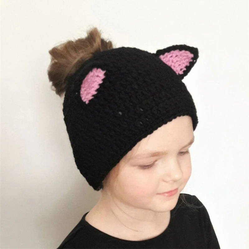 New Baby Girls Beanie Hat Winter Hats Ears Warmer Crochet Headband Cartoon Animal Handmade Knitted Turban Hair Accessories | Детская