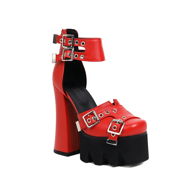 

Punk style women's sandals thick soled thick heel super high heel Baotou sandals waterproof platform nightclub sandals women