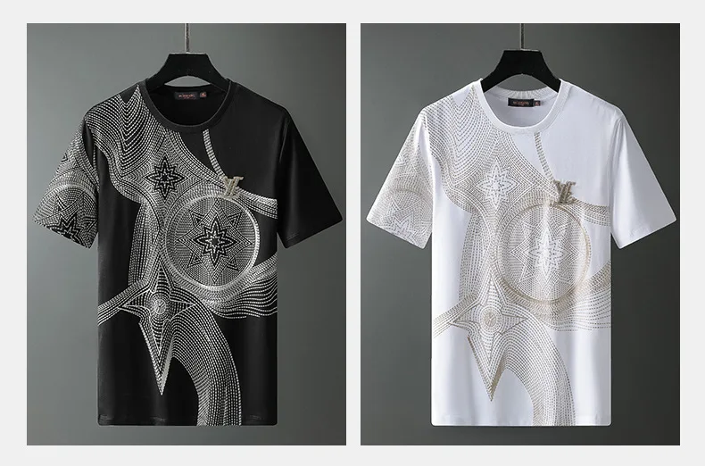 

2021 new summer cotton style men's T-shirt with embroidered round neck and short sleeves