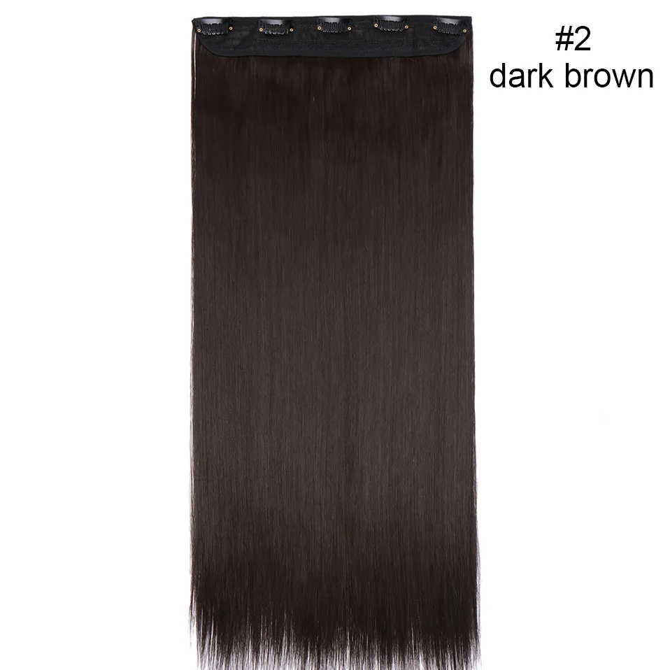 dark brown SNOILITE осень до талии 46-76 см Длинные клип в один кусок волос для наращивания Натуральные Прямые толстые синтетические волосы для женщин - Цвет: dark brown