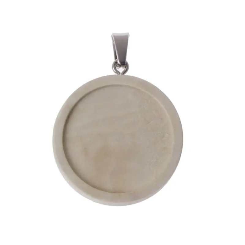 Деревянная круглая рамка ожерелье кулон открытая Кабошон оправа УФ Смола амулет