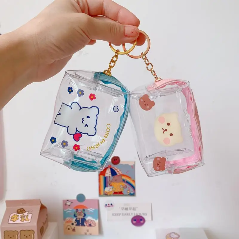 Косметичка с мультяшным медведем кошелек для монет прозрачная