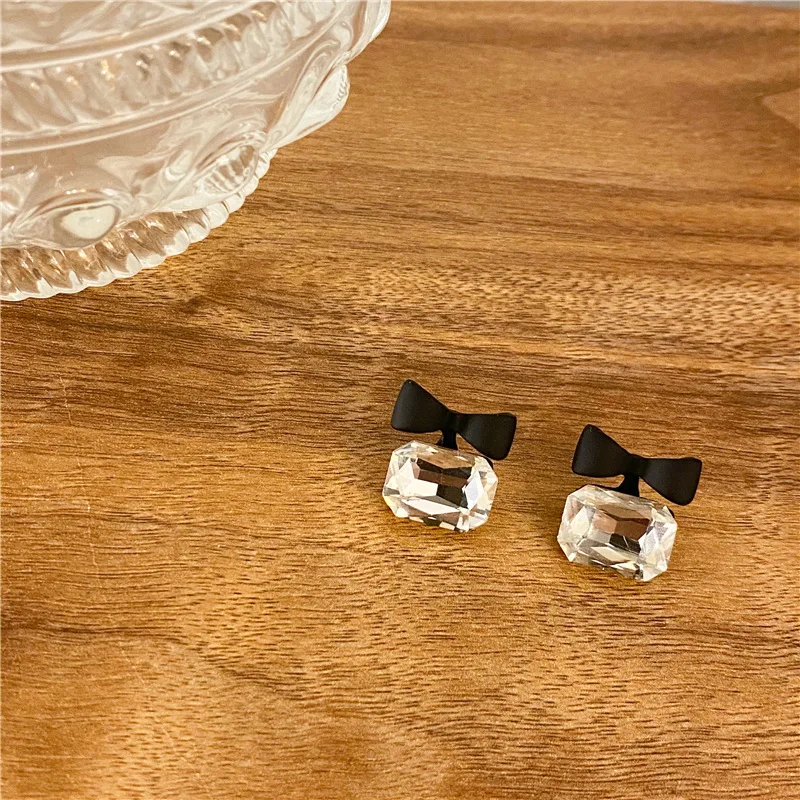 Вечерние серьги-гвоздики 925 стерлингового серебра иглы чёрным гaлстyкoм до AAA