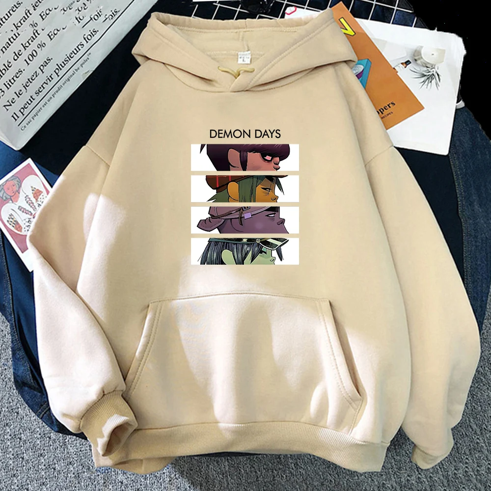 Толстовка с капюшоном музыкальным рисунком Gorillaz топы женская уличная одежда в
