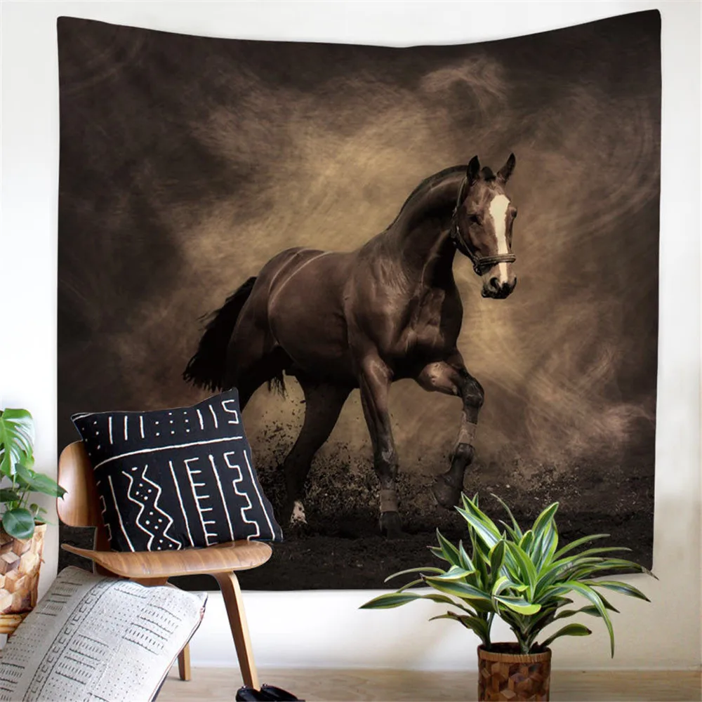 Настенный Ковер с принтом лошадей гобелен из полиэстера домашний декор ковры