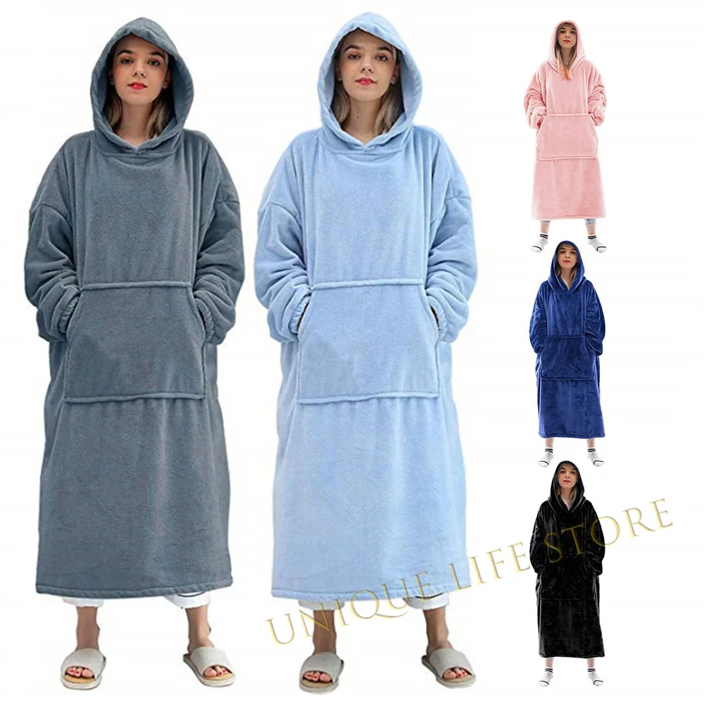 

Winter Warm Blanket With Sleeves Winter Hoodie Blanket Fleece Tv Blankets Microfiber Sweatshirt Oversized Hooded Coat For Kids