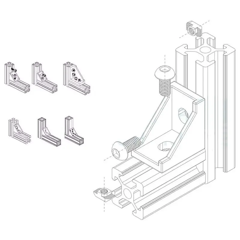 Набор алюминиевых профилей серии 2020 20 шт. угловой кронштейн 40 M5 x 10 мм Т-образные