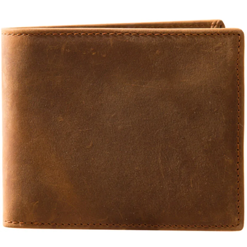 

Original handmade wallet short men's leather top layer cowhide crazy horse leather simple retro driver's license horizontal wall