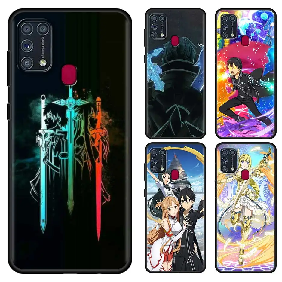 

For Samsung M31 M30s M51 M31s M11 M32 M01 M12 F22 M62 M21 2021 F52 M42 F12 F41 Black Soft Phone Case Cover Sword Art Online Hot