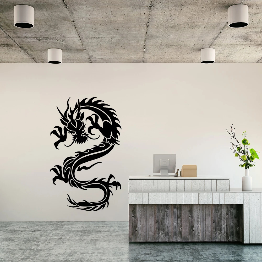 Китайский стиль домашний декор Дракон наклейки на стену клей съемный ПВХ