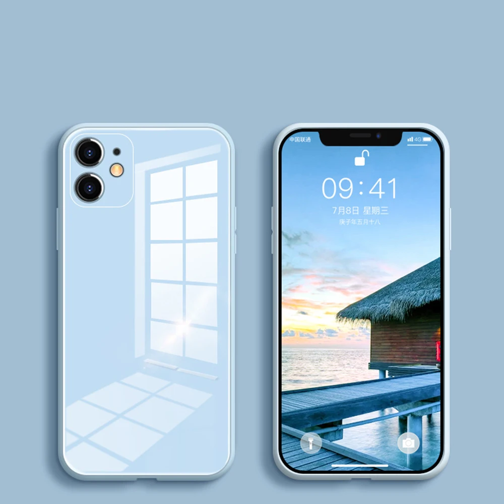 

Tempered Glass Phone Case For iPhone 11 12 Pro Max 12 Mini X XS MAX XR Cover For iPhone 8 7 6s 6 Plus SE 2020 Soft Frame Case