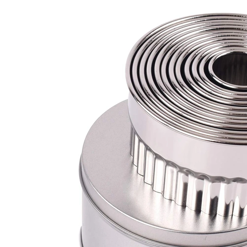 Stainless Steel Fluted Edge Round Cookie Biscuit Cutter Set 12 Pieces Graduated Ring Sizes | Дом и сад