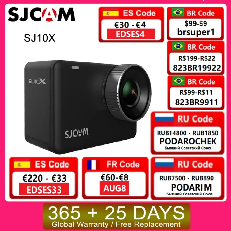 Экшн камера SJCAM SJ10X Supersmooth с гироскопом дистанционным управлением чипсетом Novatek