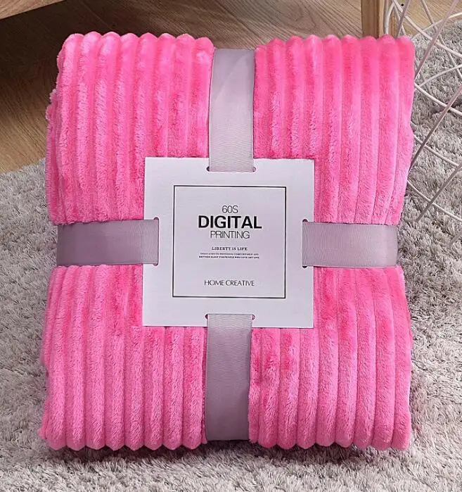 hot pink 10 однотонных цветов бархатное одеяло Элегантные зимние постельные принадлежности мягкие покрывала синий серый диван-шезлонг одеяла - Цвет: hot pink