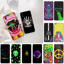CUTEWANAN Trippy Tie Dye Peace Alien черный ТПУ мягкий резиновый чехол для