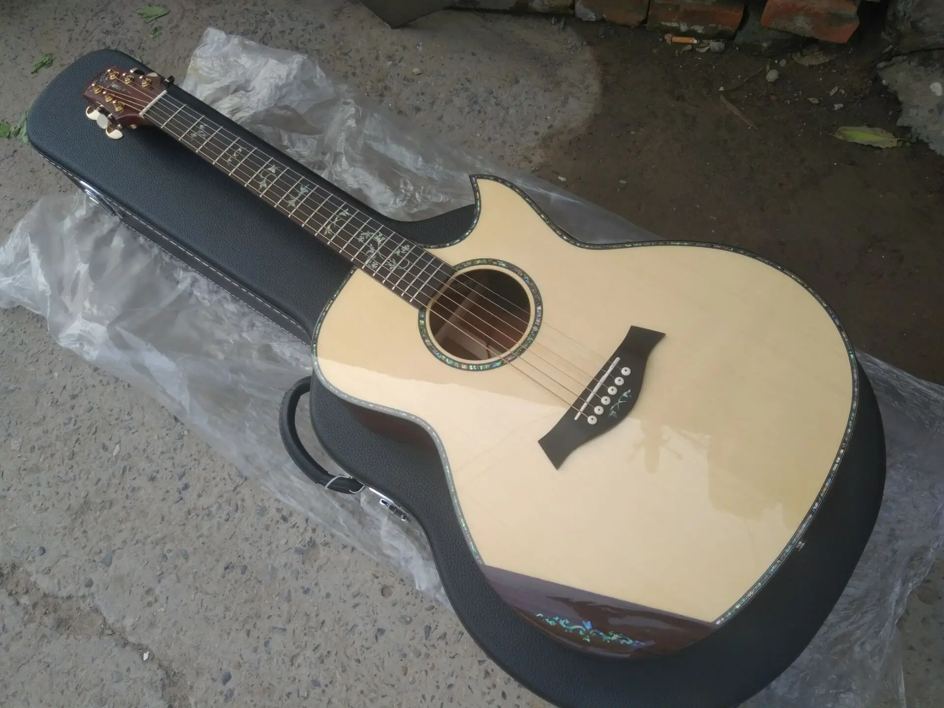 Сделанная вручную гитара AAAA из цельного дерева под заказ cocobolo гитара с одним разрезом акустическая электрогитара