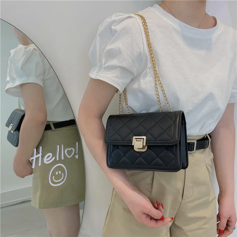 

Metal Chain Flap Crossbody Bags for Women 2021 Luxury Designer Casual Street Style One Shoulder Bag Female Handbags Bolso Mujer