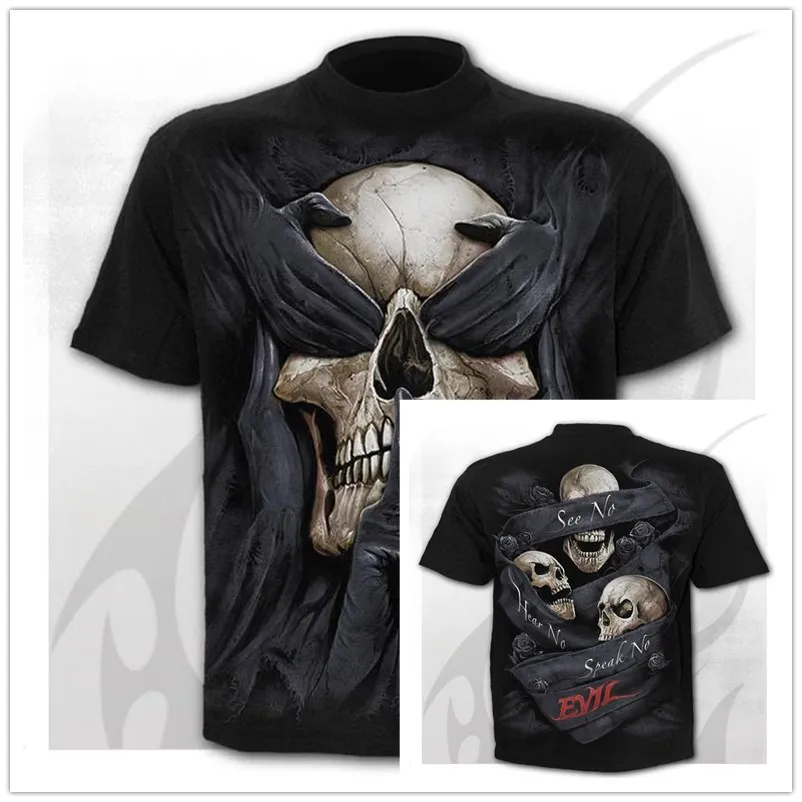 

2021 Summer New Hot Sale Punk Style Men's Skull Skull 3D Skull Skull T-shirt