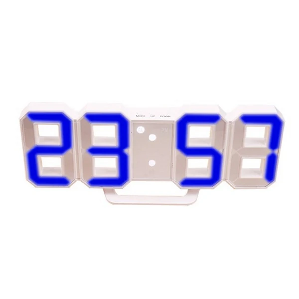 White blue 3D светодиодный настенные часы современный дизайн цифровые настольные часы будильник ночник Saat reloj de pared часы для дома гостиной украшения - Цвет: White blue