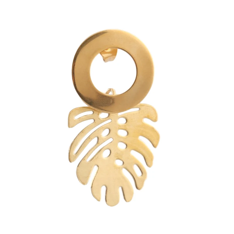 10pcs Raw Brass Plant Monstera Leaf Earrings Charms Hollow Leaves Shape Charm Diy For Drop Earring Parts Necklace Jewelry Making - купить по