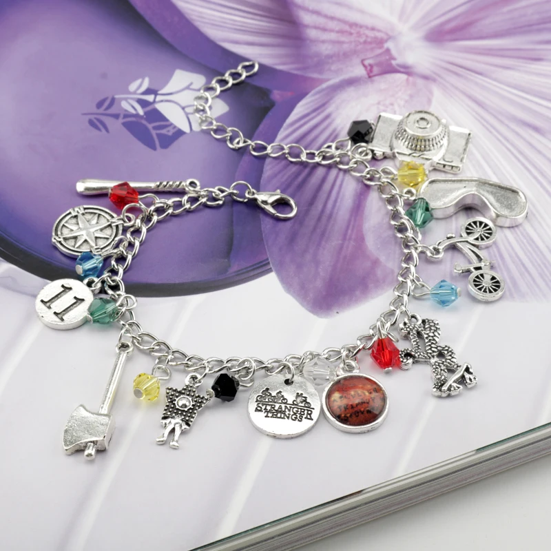 

New Arrival TV Stranger Things Bracelet for Women Cycle Camera Axe Pendant Jewelry Zinc Alloy Bracelets for Girls