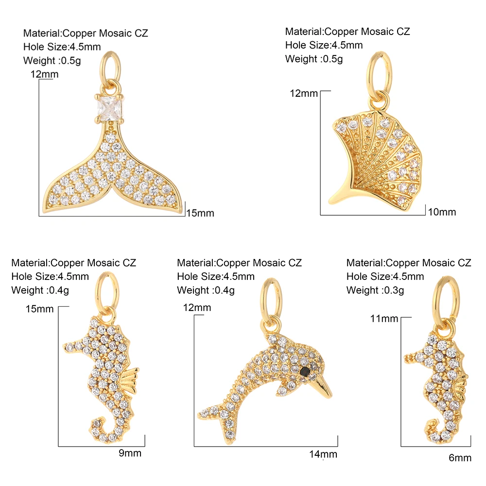 Очаровательные шармы для изготовления ювелирных изделий золотые животные рыба