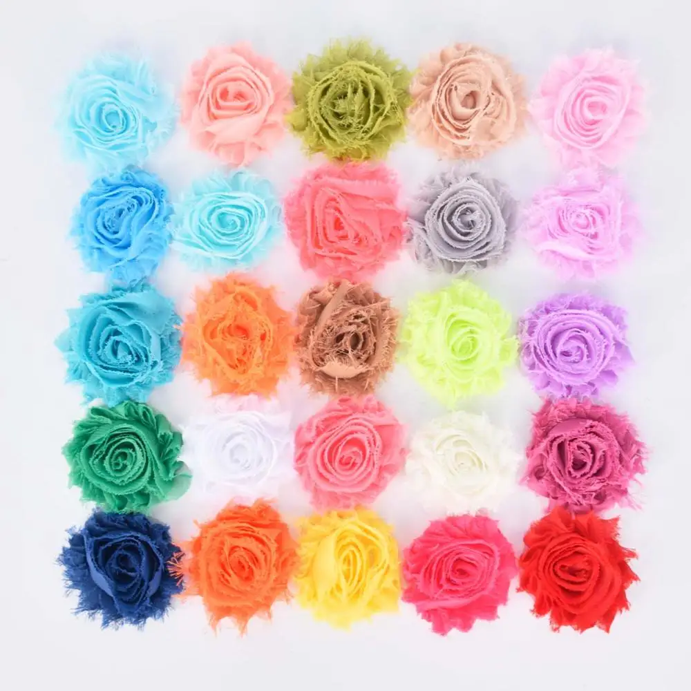 10 шт./лот потертый изнашиваемый шифон цветы DIY Hairband аксессуары без клипов милые