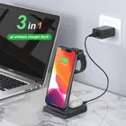 10 Вт 3 в 1 Qi Беспроводное зарядное устройство для iPhone Samsung Быстрая Зарядка Док-станция для Apple Watch 6 5 4 3 2 AirPods Pro съемная