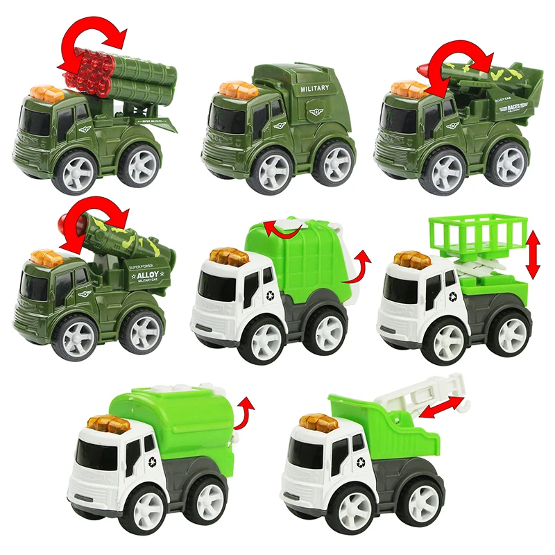 

Mini Diecast Car Set Inertia Alloy Military Truck Vehicle Model Toy Metal Garbage Truck Lovely Toys for Boys Kids Birthday Gift