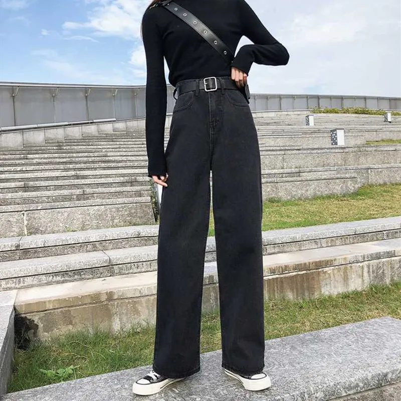 

Woman Jeans High Waist Clothes Wide Leg Denim Clothing Blue Streetwear Vintage Quality 2020 Fall Fashion Harajuku Straight Pants