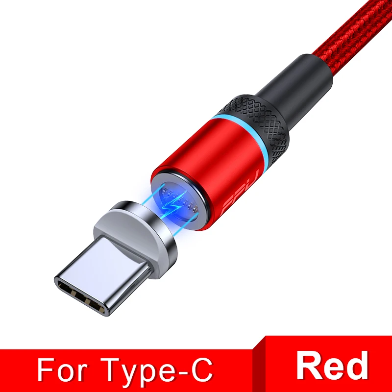 Red For Type C FPU Магнитный кабель Micro usb type C для iPhone кабель 1 м 2 м 3A провод для быстрой зарядки провод type-C магнит зарядное устройство кабели для мобильных телефонов - Цвет: Red For Type C