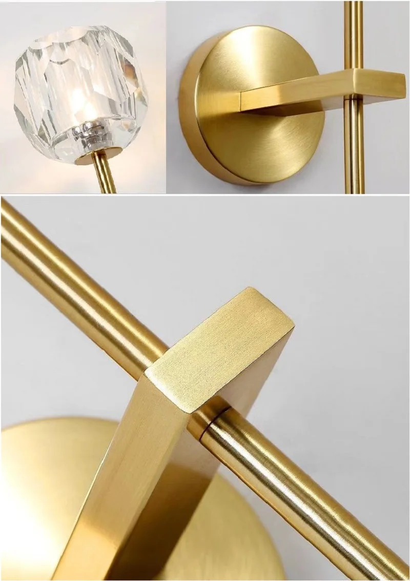 

Light Luxury Crystal Wall Lamp Golden Bedroom Bedside Lamp Creative Staircase Aisle Light Living Room Background Wall