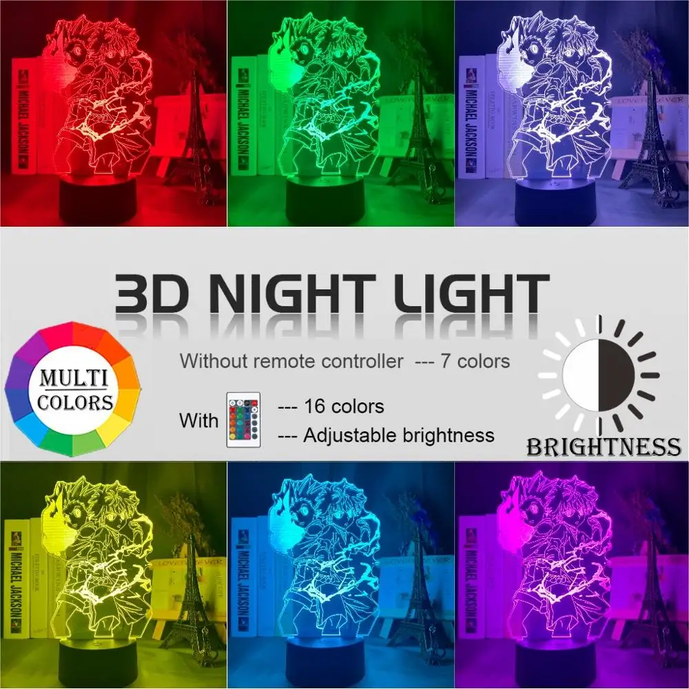 

Gon and Killua Figure 3d Night Light Anime Hunter X Hunter Nightlight for Kid Bedroom Decor Lighting Child Gift HxH Lamp Bedside